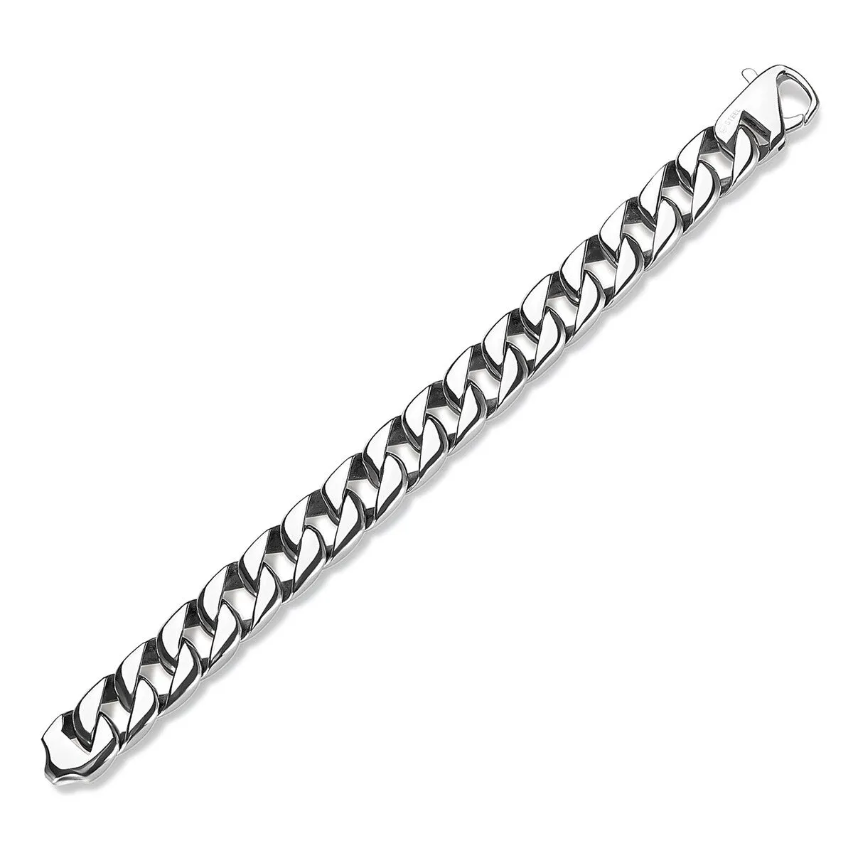 Stainless Steel Polished Curb Chain Bracelet - 8.5 Inches (15 mm Wide) sold by Zulily product image thumbnail 4