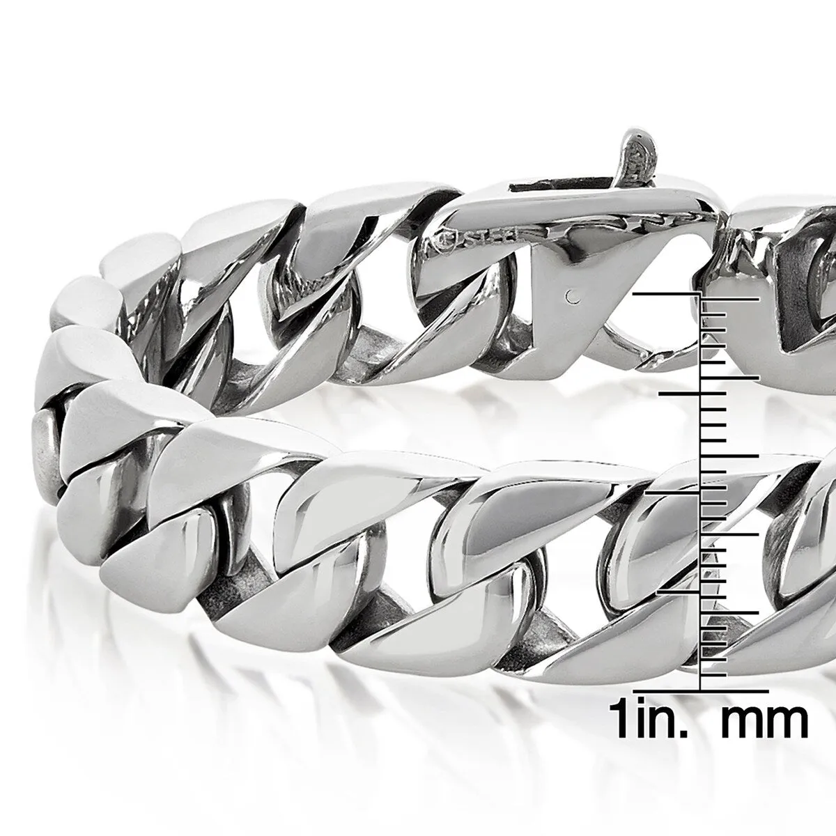 Stainless Steel Polished Curb Chain Bracelet - 8.5 Inches (15 mm Wide) sold by Zulily product image thumbnail 5