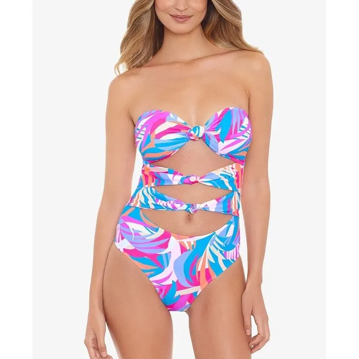 Salt + Cove Junior's Tropical Breeze Knotted One Piece Swimsuit Blue sold by Zulily product image thumbnail 4