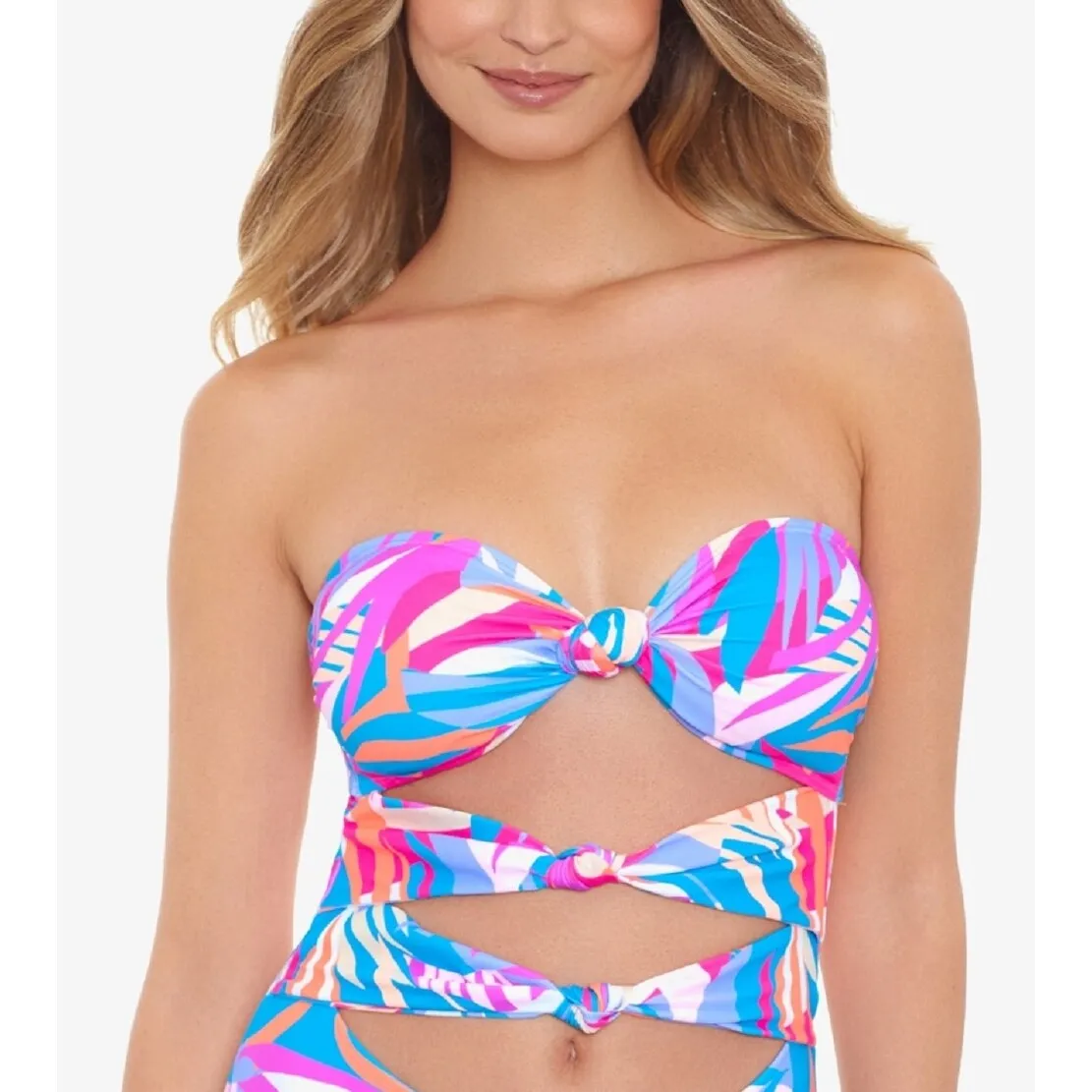 Salt + Cove Junior's Tropical Breeze Knotted One Piece Swimsuit Blue sold by Zulily product image thumbnail 5