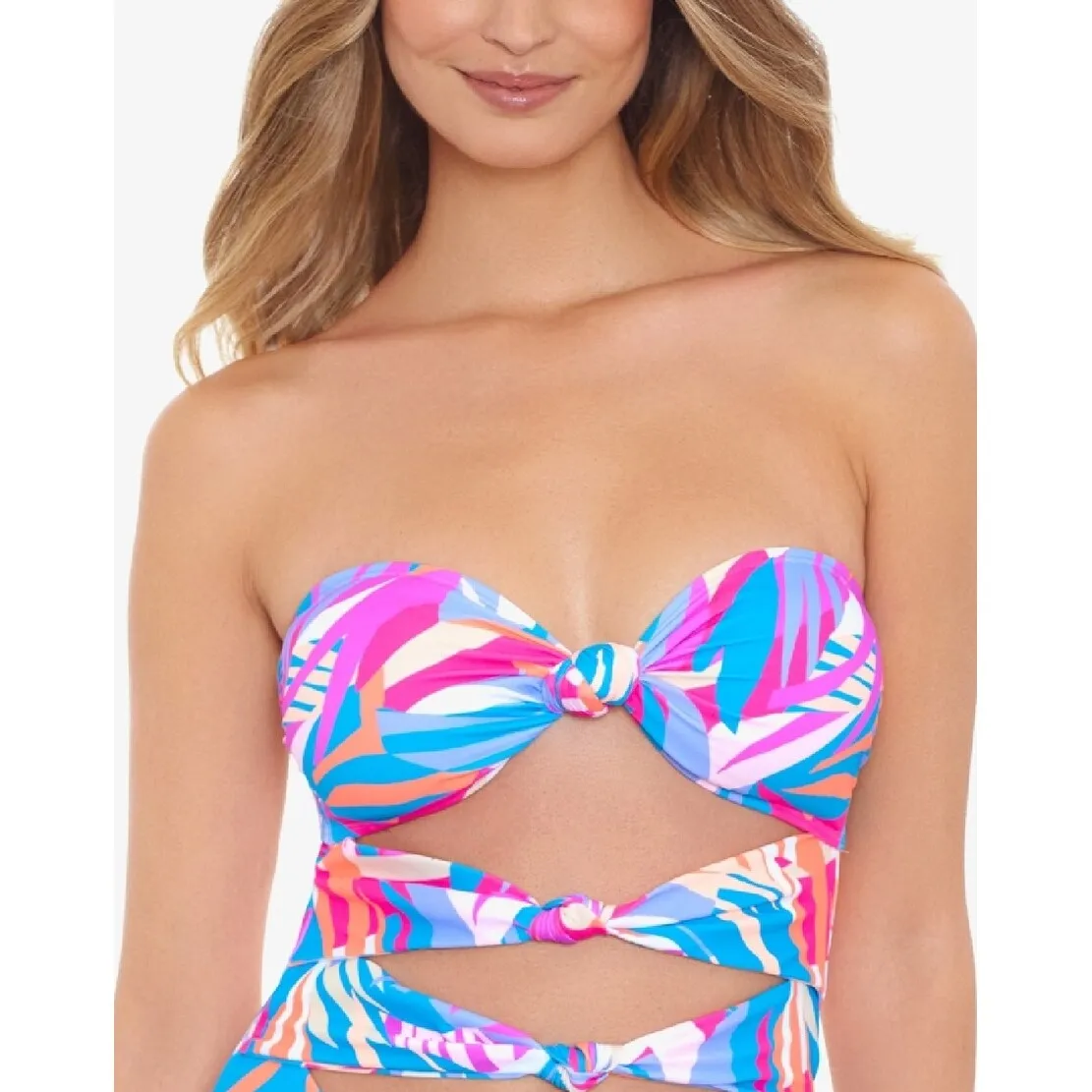 Salt + Cove Junior's Tropical Breeze Knotted One Piece Swimsuit Blue sold by Zulily product image thumbnail 2