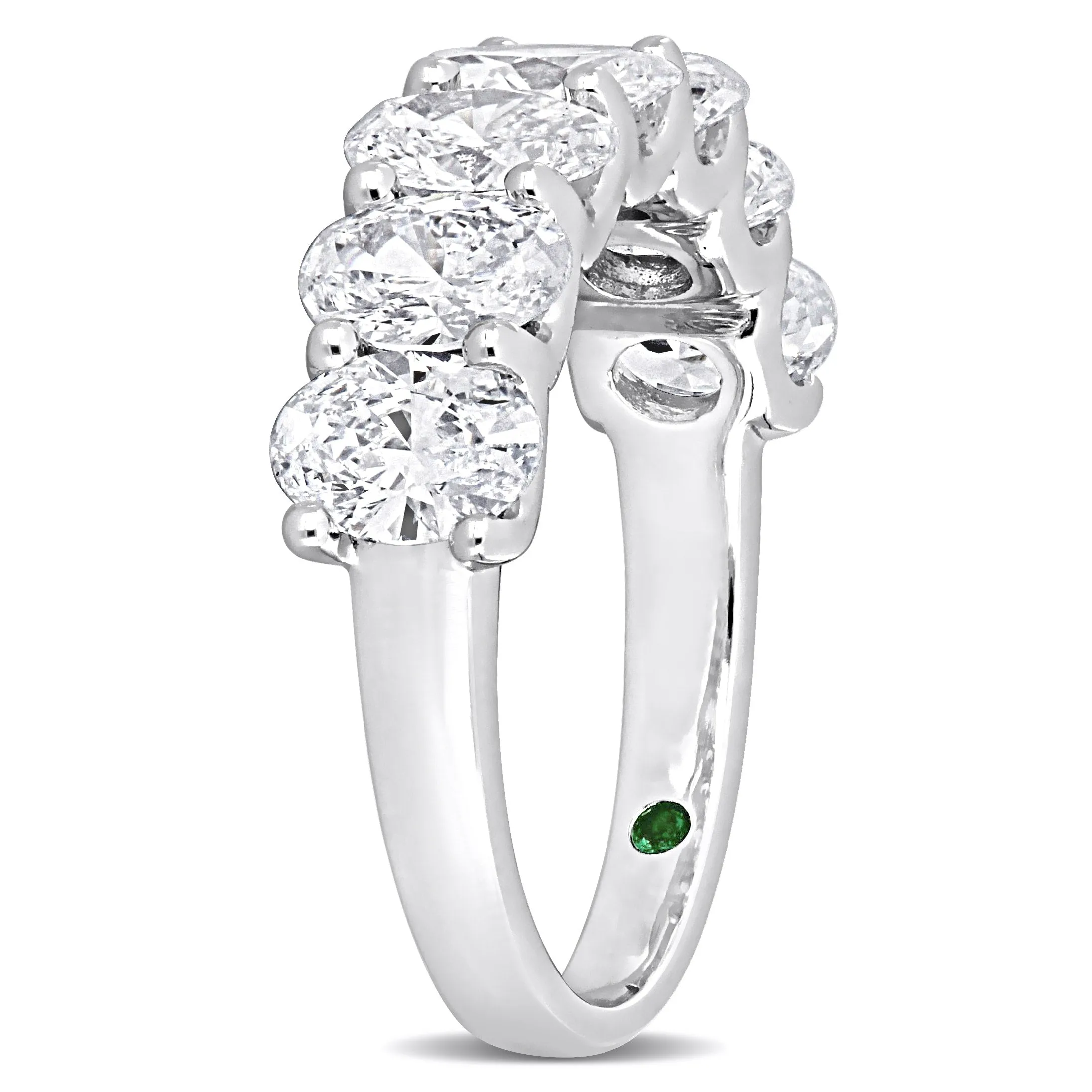 Created Forever 3ct TDW Oval Lab Grown Diamond and Created Emerald Semi Eternity Ring 14k White Gold sold by Zulily product image thumbnail 3