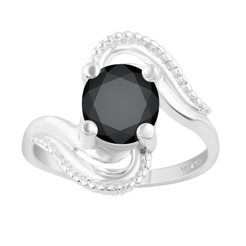 Sterling Silver with 3.25 CTTW Genuine Black Diamond Solitaire Ring sold by Zulily