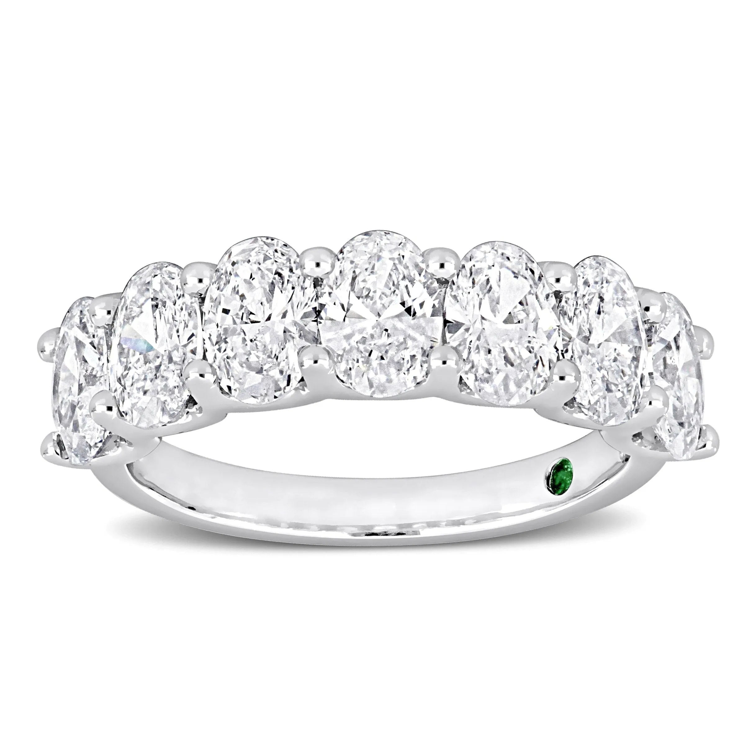 Created Forever 3ct TDW Oval Lab Grown Diamond and Created Emerald Semi Eternity Ring 14k White Gold sold by Zulily product image thumbnail 2