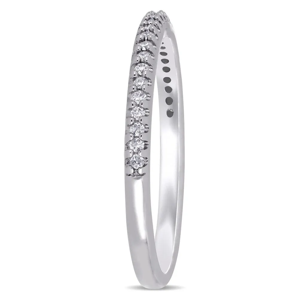 Miadora 14k White Gold 1/8ct TDW Diamond Stackable Wedding Band sold by Zulily product image thumbnail 4