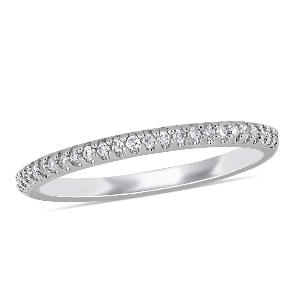 Miadora 14k White Gold 1/8ct TDW Diamond Stackable Wedding Band sold by Zulily product image thumbnail 2