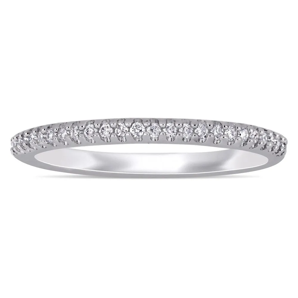 Miadora 14k White Gold 1/8ct TDW Diamond Stackable Wedding Band sold by Zulily product image thumbnail 3