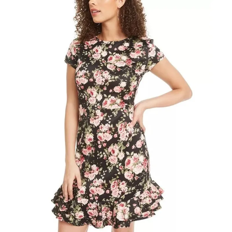 Rosie Harlow Juniors' Ruffled Fit & Flare Dress Black Size X-Small sold by Zulily