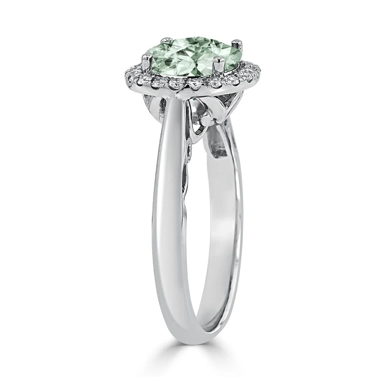 Auriya 1 1/2ct Round Green Amethyst and Halo Diamond Engagement Ring 1/4ctw 14k Gold sold by Zulily product image thumbnail 4