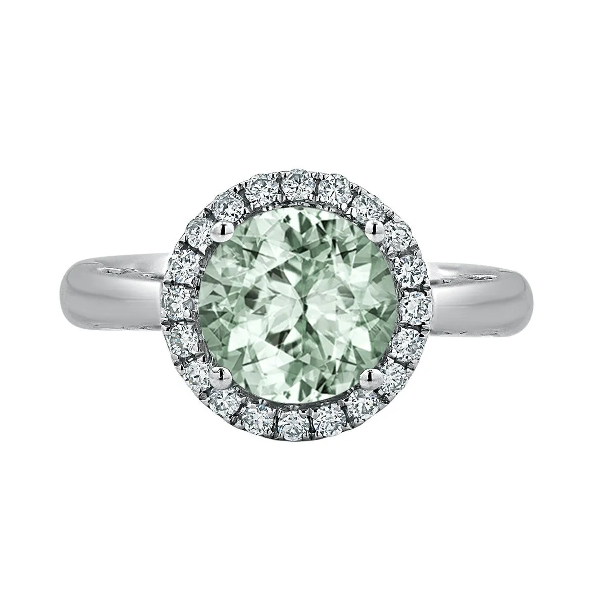 Auriya 1 1/2ct Round Green Amethyst and Halo Diamond Engagement Ring 1/4ctw 14k Gold sold by Zulily product image thumbnail 2