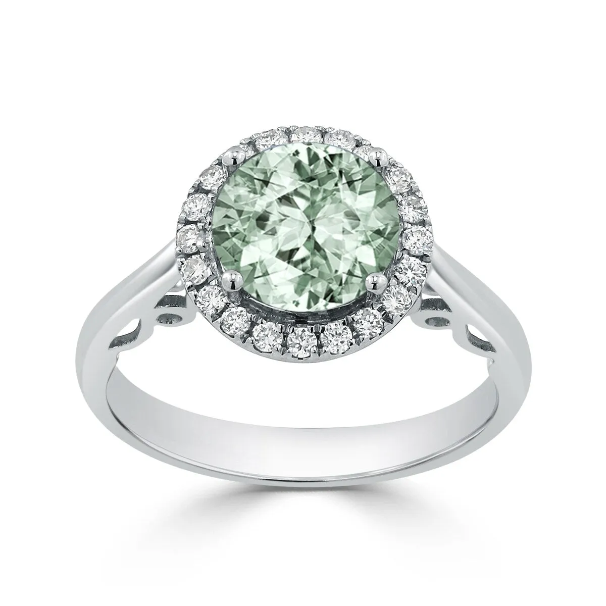 Auriya 1 1/2ct Round Green Amethyst and Halo Diamond Engagement Ring 1/4ctw 14k Gold sold by Zulily product image thumbnail 3