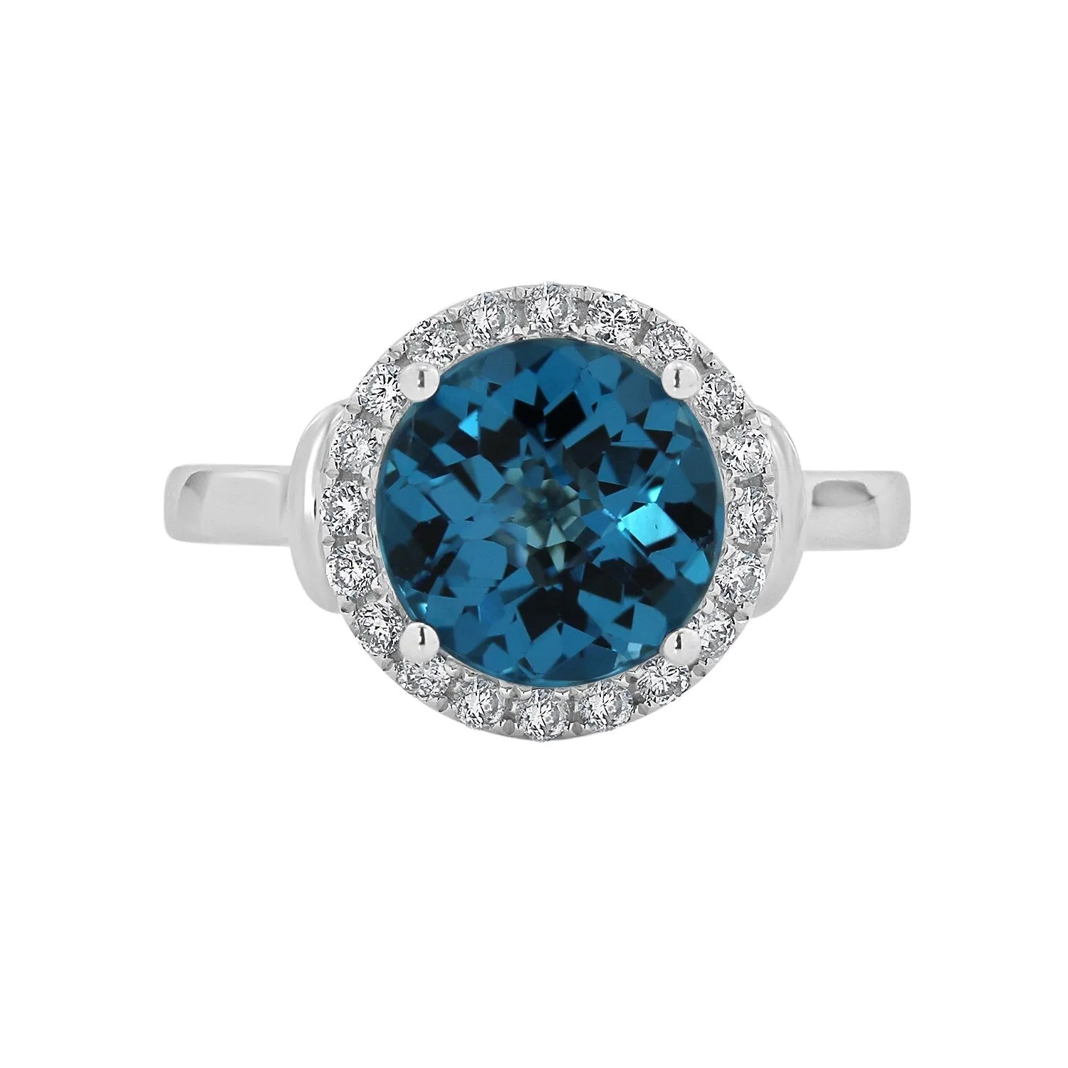 Auriya 3 5/8ct Round London Blue Topaz and Halo Diamond Engagement Ring 1/4ctw 14k Gold sold by Zulily product image thumbnail 2