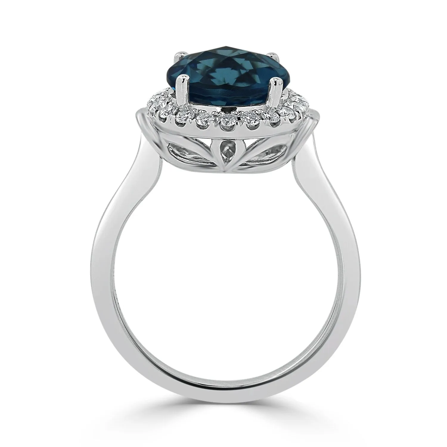 Auriya 3 5/8ct Round London Blue Topaz and Halo Diamond Engagement Ring 1/4ctw 14k Gold sold by Zulily product image thumbnail 5