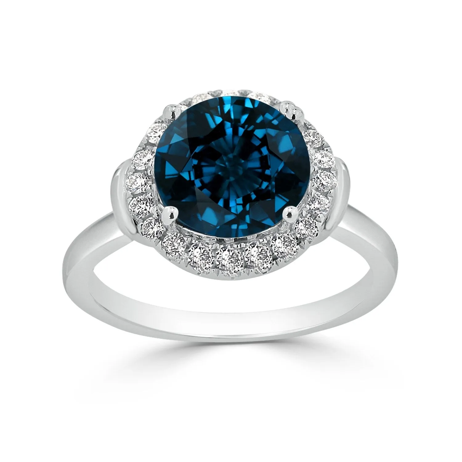 Auriya 3 5/8ct Round London Blue Topaz and Halo Diamond Engagement Ring 1/4ctw 14k Gold sold by Zulily product image thumbnail 3