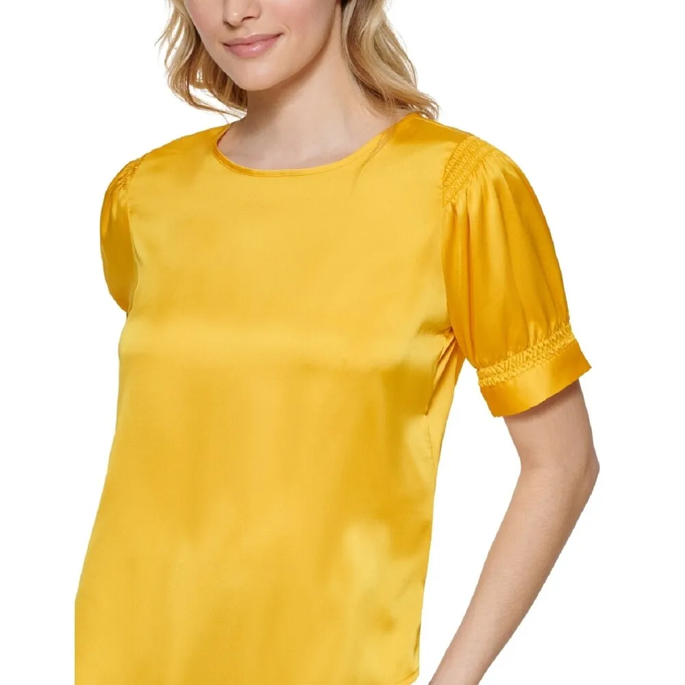 Karl Lagerfeld Paris Women's Short Sleeve Blouse Yellow Size Medium sold by Zulily product image thumbnail 2