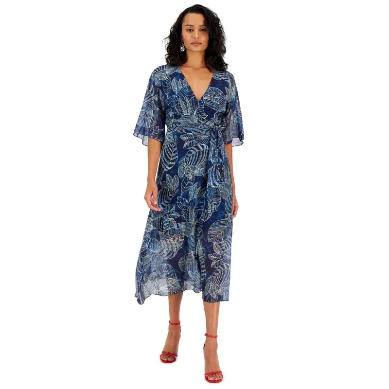 GUESS Women's Damienne Printed Wrap Dress Blue Size X-Small sold by Zulily