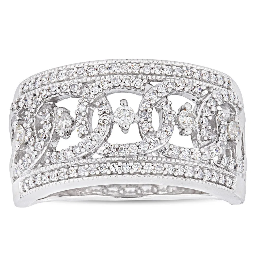 1/2ct TDW Diamond Wide Interlaced Circle Anniversary Band in 10k White Gold by Miadora sold by Zulily product image thumbnail 2