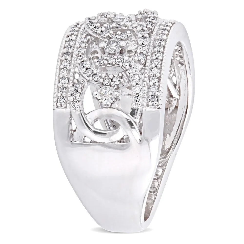 1/2ct TDW Diamond Wide Interlaced Circle Anniversary Band in 10k White Gold by Miadora sold by Zulily product image thumbnail 3