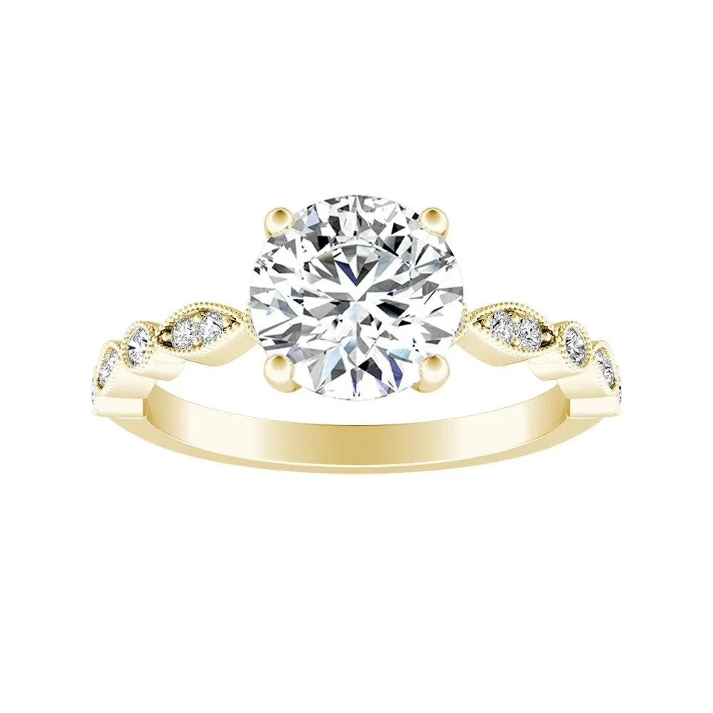Auriya 14k Gold Vintage 3ct Round Moissanite Engagement Ring sold by Zulily product image thumbnail 2