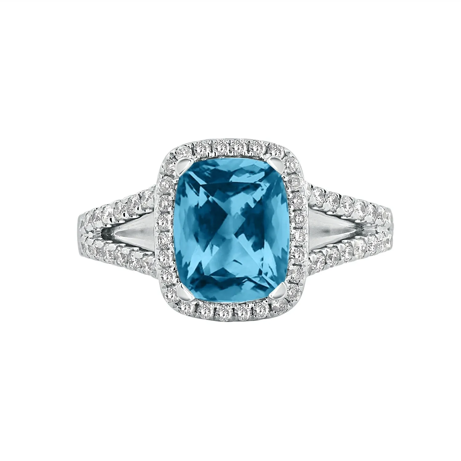 Auriya 1 5/8ct Cushion-cut Sky Blue Topaz and Halo Diamond Engagement Ring 3/8cttw 14K Gold sold by Zulily product image thumbnail 3