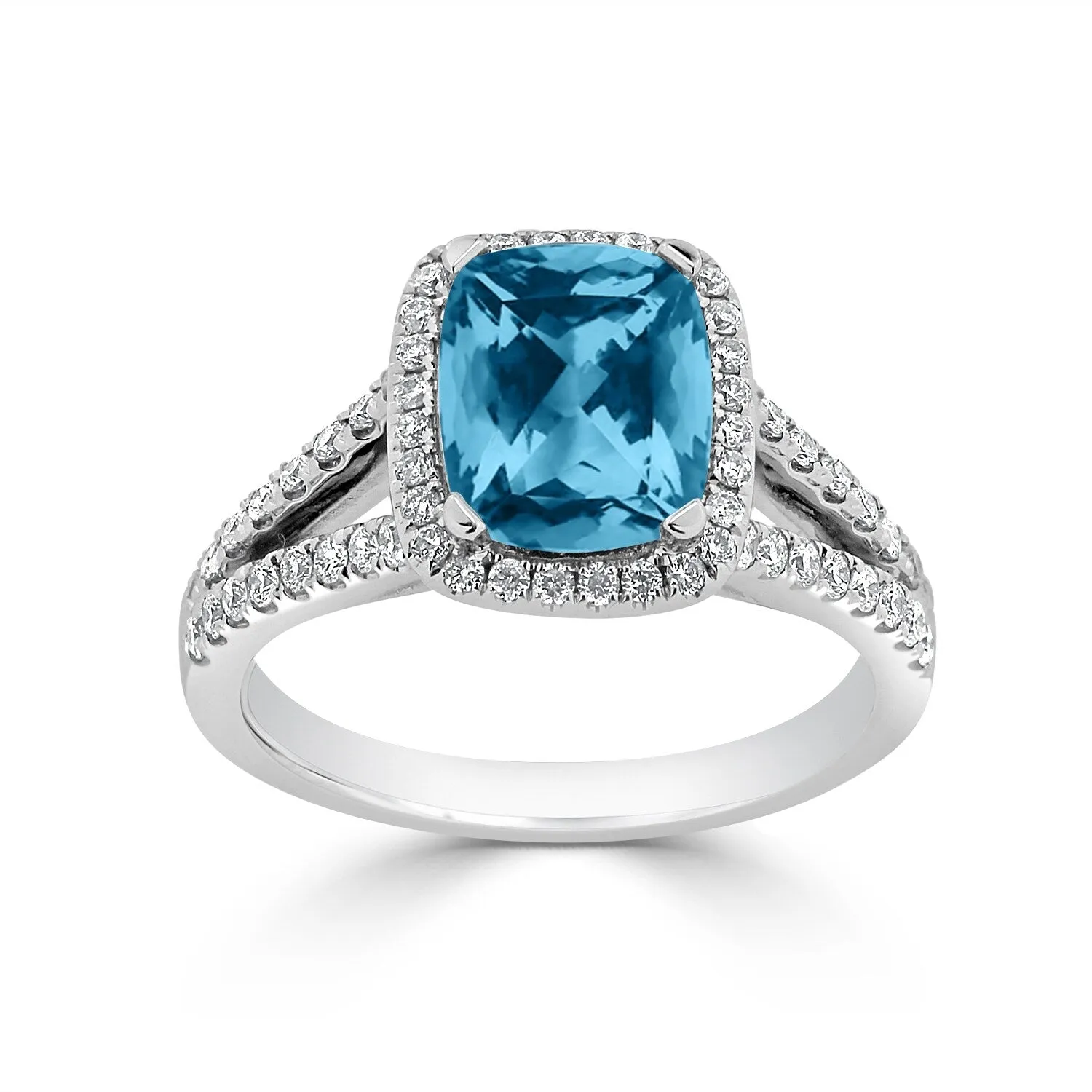 Auriya 1 5/8ct Cushion-cut Sky Blue Topaz and Halo Diamond Engagement Ring 3/8cttw 14K Gold sold by Zulily product image thumbnail 4