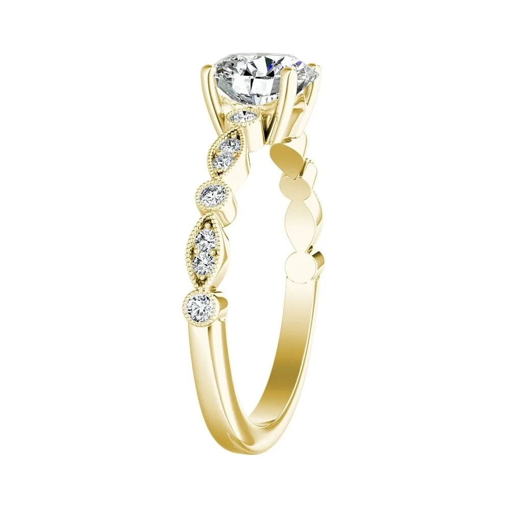 Auriya 14k Gold Vintage 3ct Round Moissanite Engagement Ring sold by Zulily product image thumbnail 5