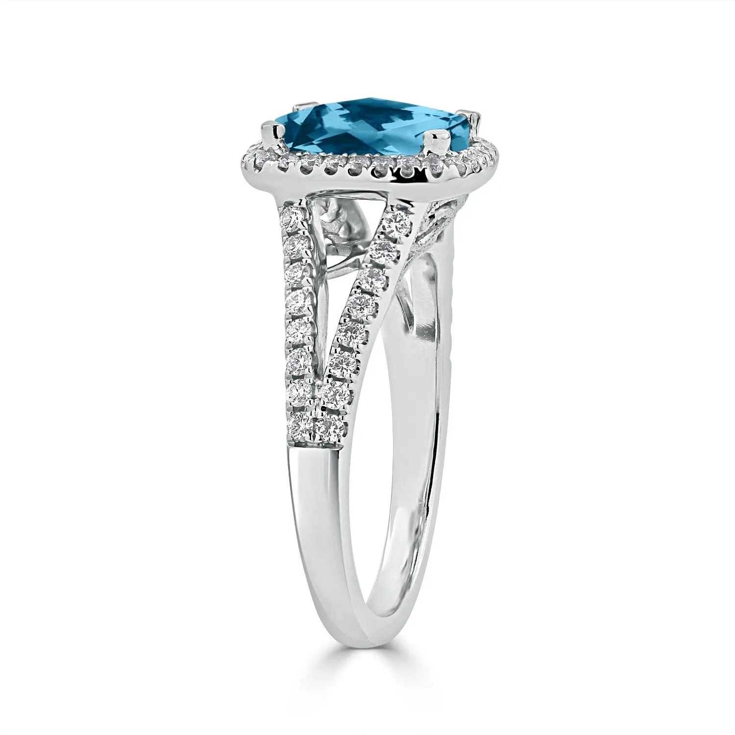 Auriya 1 5/8ct Cushion-cut Sky Blue Topaz and Halo Diamond Engagement Ring 3/8cttw 14K Gold sold by Zulily product image thumbnail 5