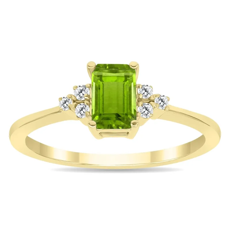 Peridot and Diamond Regal Ring in 10k Yellow Gold sold by Zulily