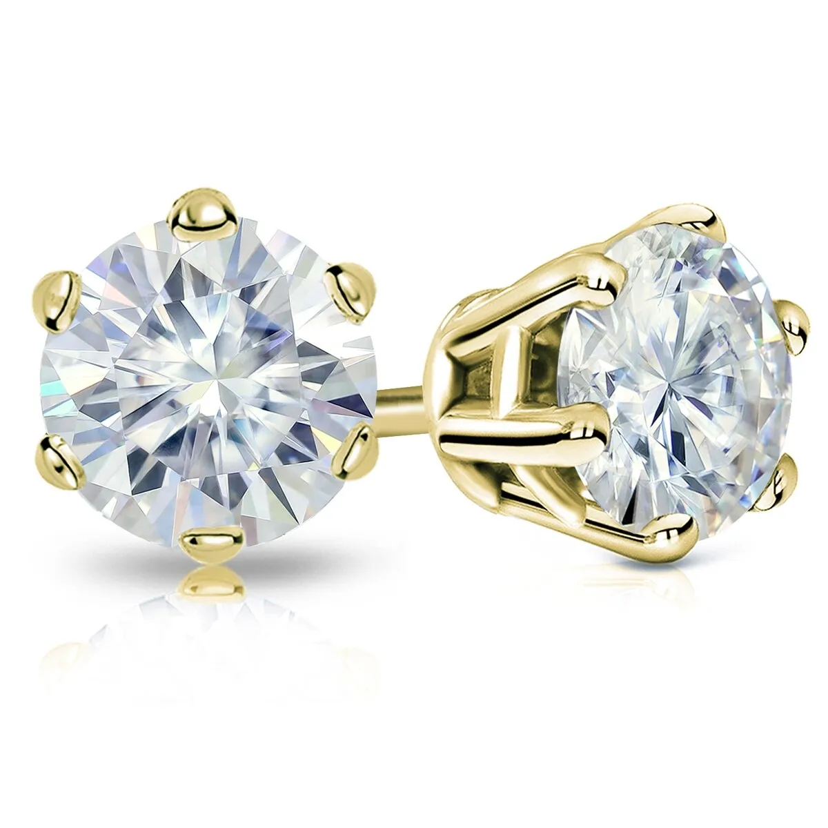 Auriya 4ctw Round Moissanite Stud Earrings 14k Gold - 8.2 mm sold by Zulily product image thumbnail 2