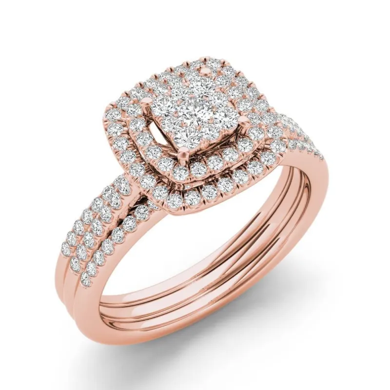 De Couer 1 1/2ct TDW Cluster Halo Bridal Set - Pink sold by Zulily