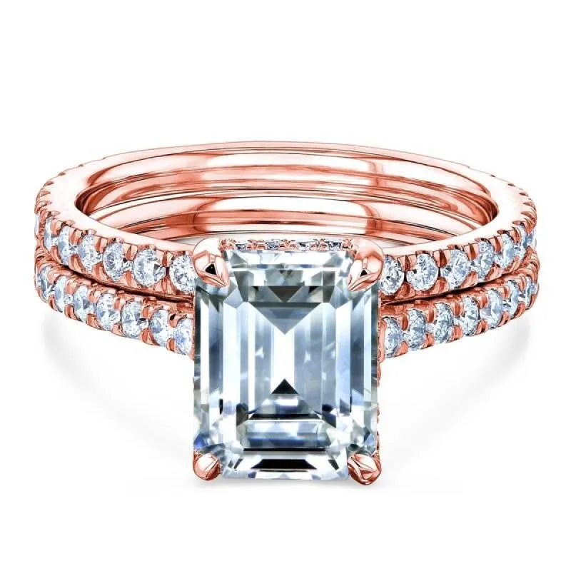 Annello by Kobelli 14k Gold Emerald Forever One Moissanite Drop Halo Bridal Set (DEF/VS, GH/I) sold by Zulily