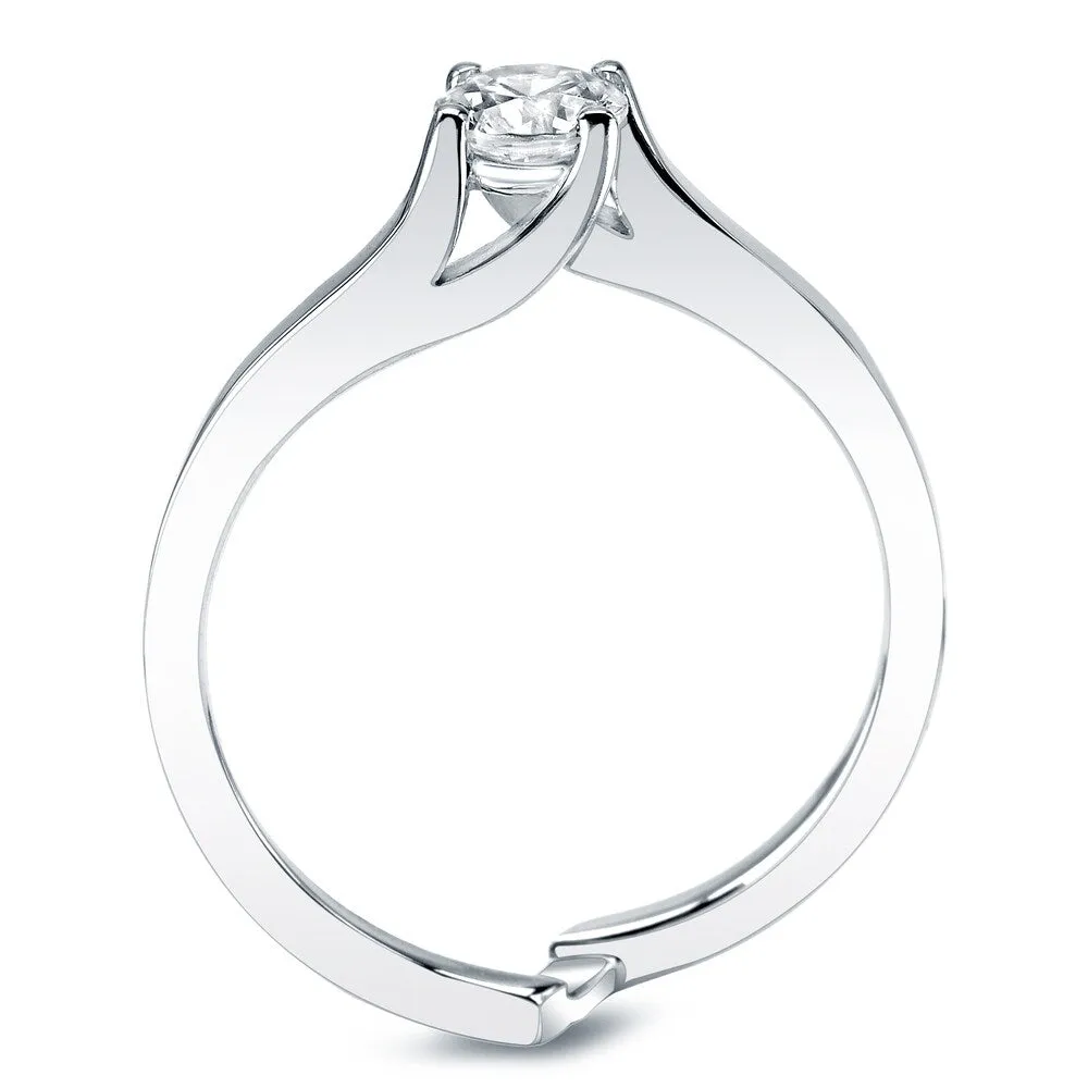 Auriya Platinum 1ct TDW Certified Round Diamond Insert Engagement Ring Set sold by Zulily product image thumbnail 3