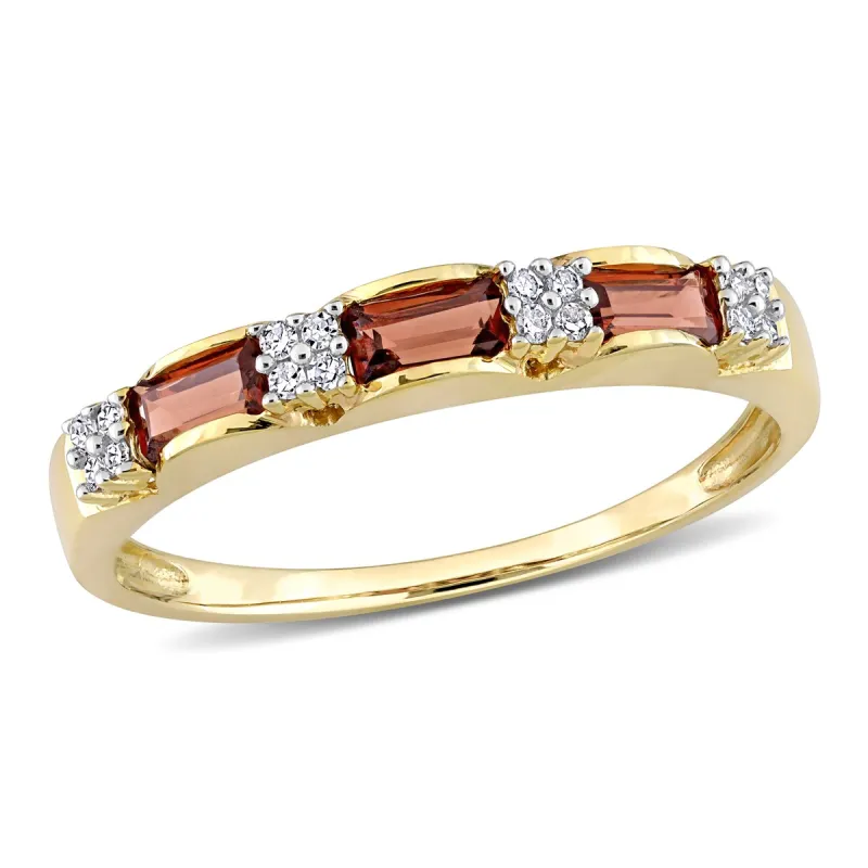 Miadora 10k Yellow Gold Baguette-cut Garnet & Diamond Accent Stackable Eternity Wedding Band Ring sold by Zulily