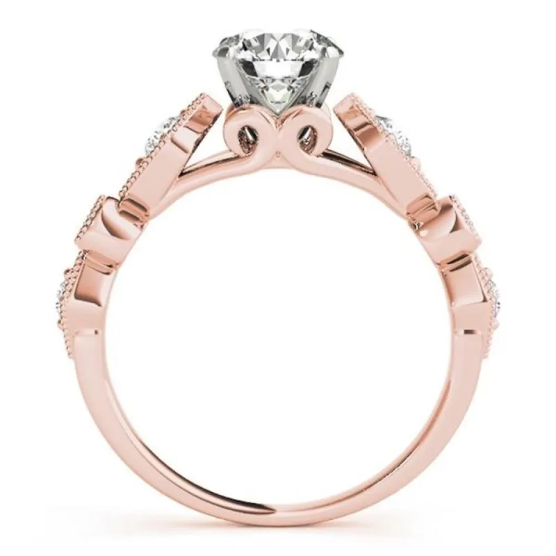 Auriya 14k Gold Vintage Round 4ct Moissanite and 1/6cttw Diamond Engagement Ring sold by Zulily