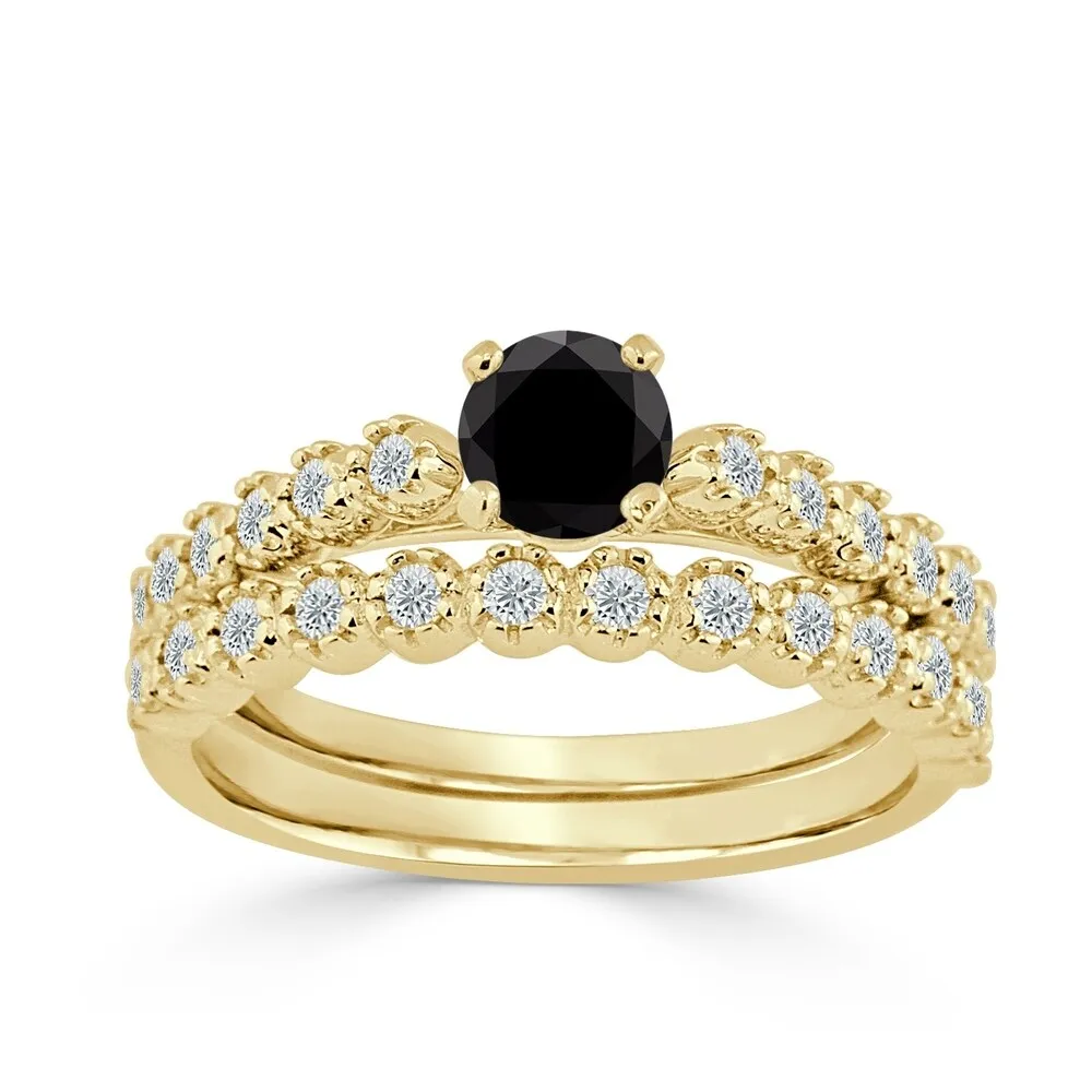 Auriya Round 3/4ctw Black Diamond Engagement Ring Set 14k Gold sold by Zulily product image thumbnail 2