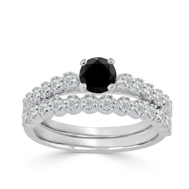 Auriya Round 3/4ctw Black Diamond Engagement Ring Set 14k Gold sold by Zulily