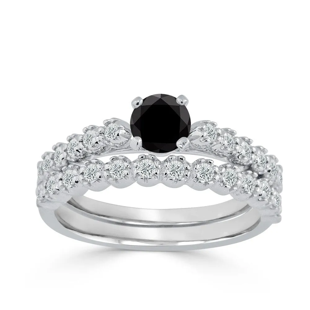 Auriya Round 3/4ctw Black Diamond Engagement Ring Set 14k Gold sold by Zulily