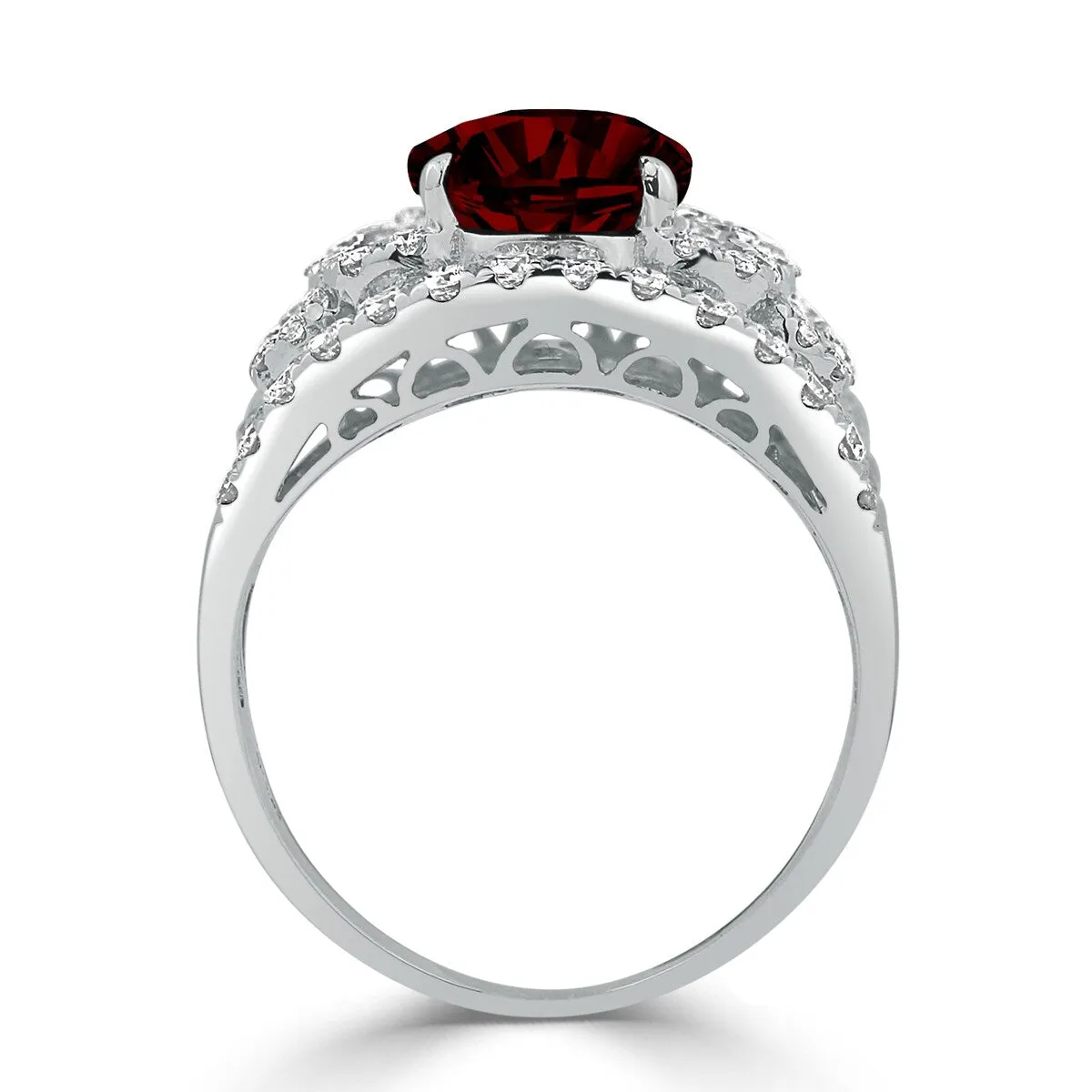 Auriya 2 7/8ct Oval Red Garnet and Diamond Ring 1 1/3ctw 18K Gold sold by Zulily product image thumbnail 4