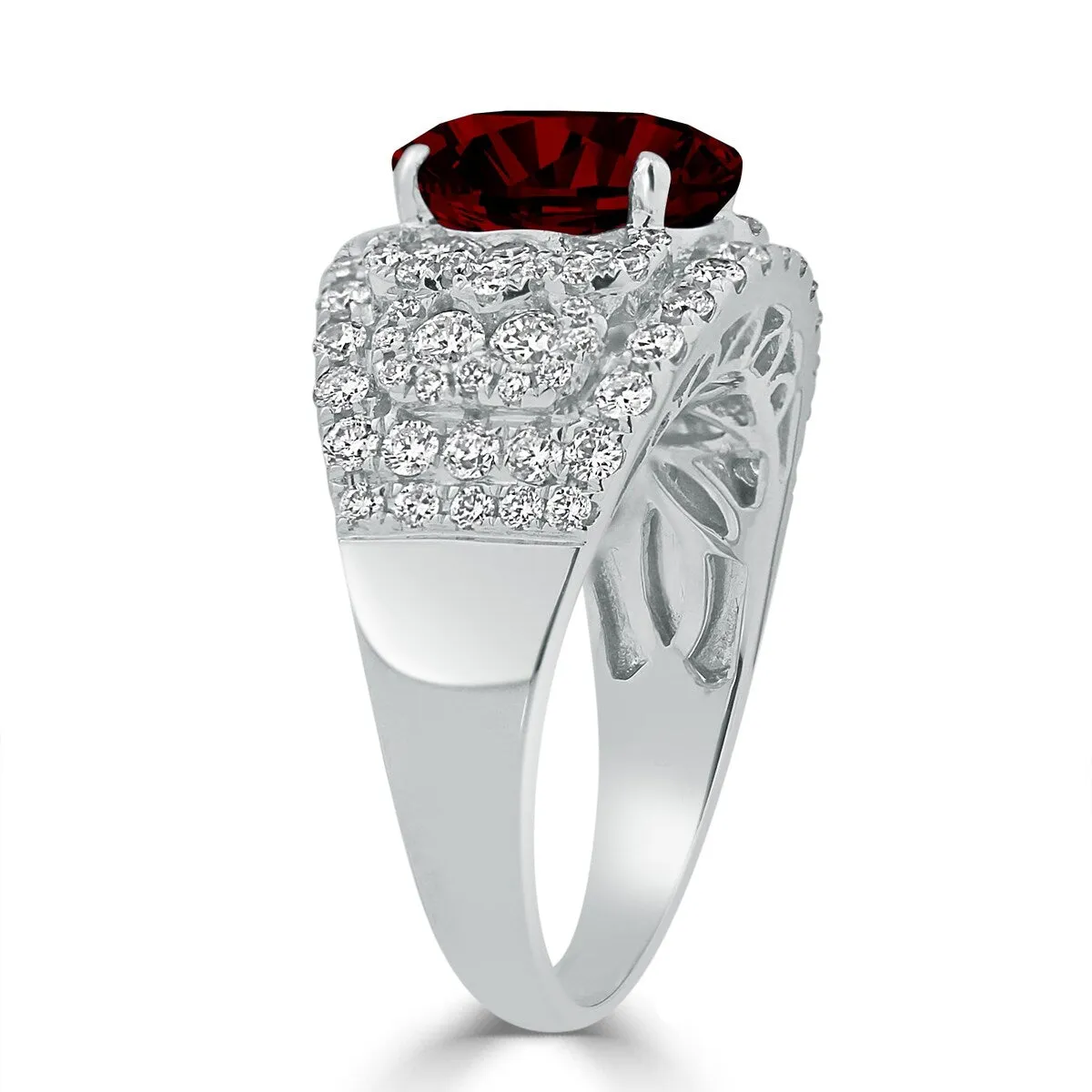 Auriya 2 7/8ct Oval Red Garnet and Diamond Ring 1 1/3ctw 18K Gold sold by Zulily product image thumbnail 3