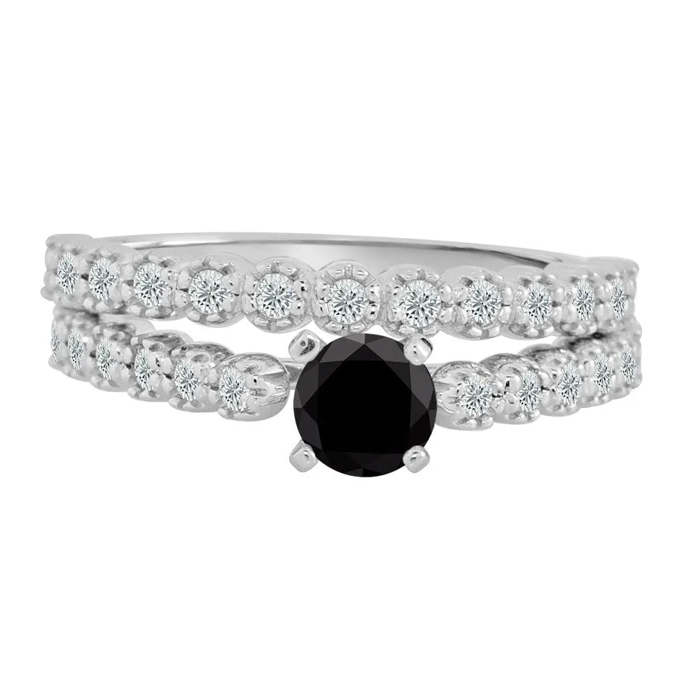 Auriya Round 3/4ctw Black Diamond Engagement Ring Set 14k Gold sold by Zulily product image thumbnail 4