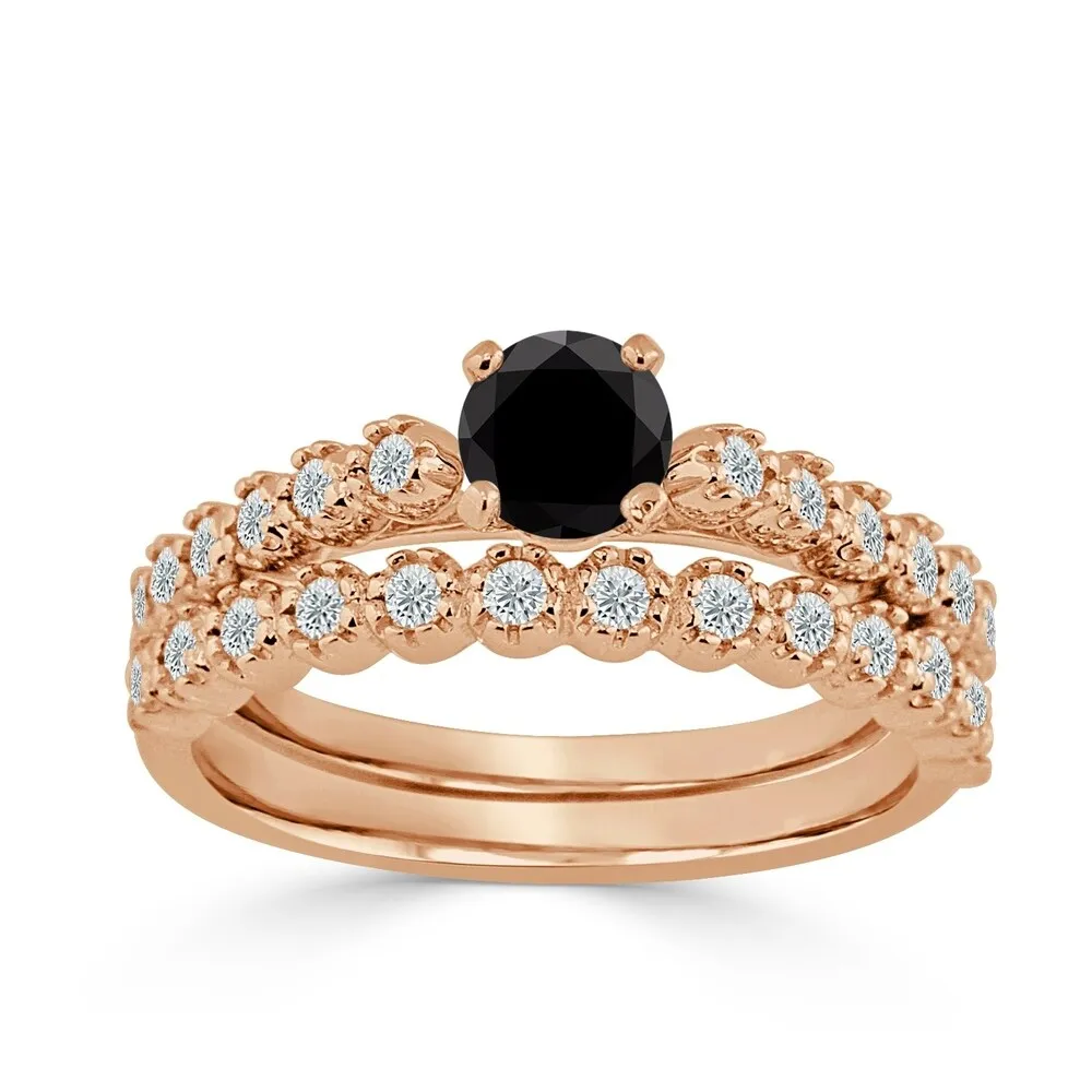 Auriya Round 3/4ctw Black Diamond Engagement Ring Set 14k Gold sold by Zulily product image thumbnail 3