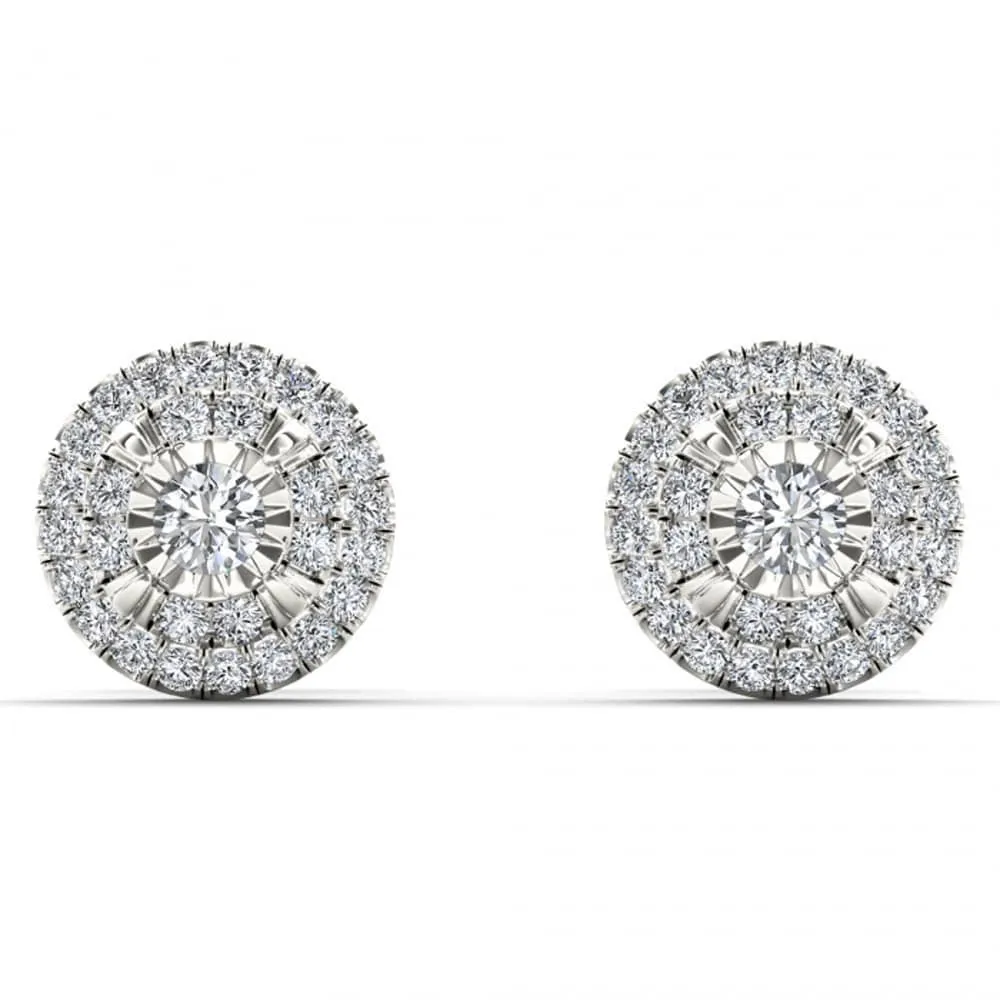 De Couer 10k White Gold 1/4ct TDW Diamond Cluster Earrings - White H-I sold by Zulily