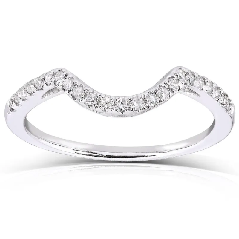 Annello by Kobelli 10k White Gold 1/8ct TDW Curved Diamond Wedding Band (H-I, I1-I2) sold by Zulily