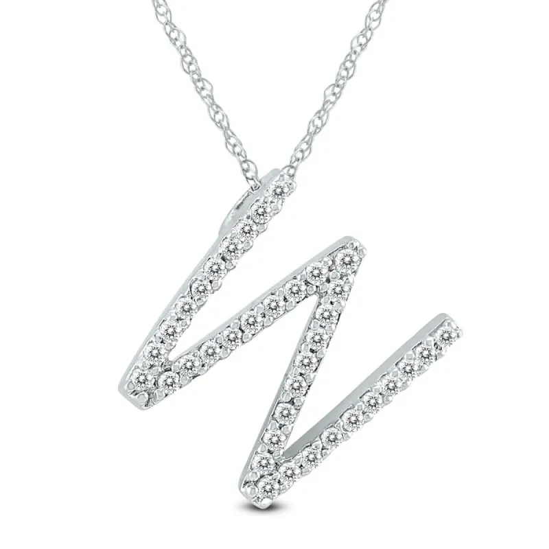 1/5 Carat TW W Initial Diamond Pendant Necklace in 10K White Gold with Adjustable Chain sold by Zulily