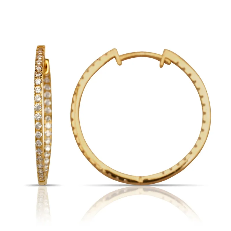 Curata 14k Gold Large Cubic Zirconia Inside-out Hinged Hoop Earrings - White sold by Zulily