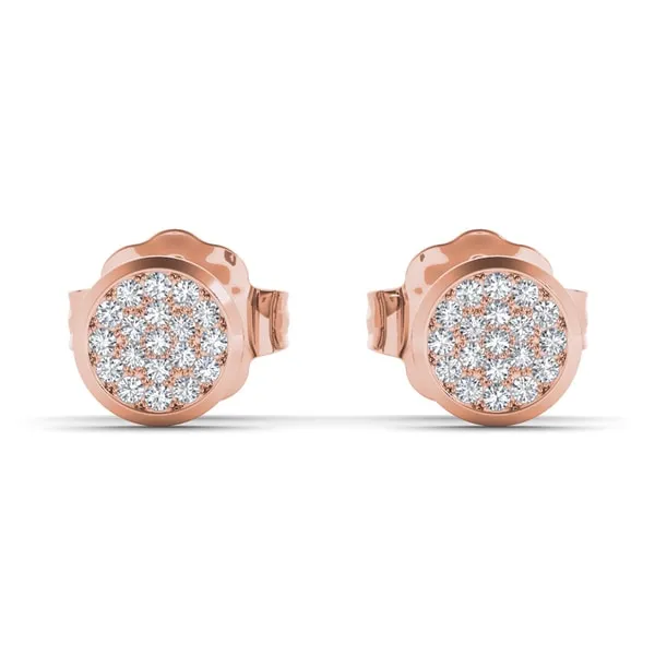 De Couer 10k Rose Gold 1/10ct TDW Diamond Cluster Earring - Pink sold by Zulily
