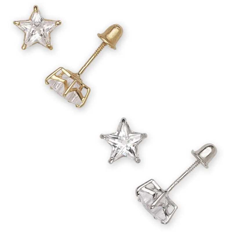 Curata 14k Gold 6mm Cubic Zirconia Star-shape Screw Back Stud Earrings sold by Zulily