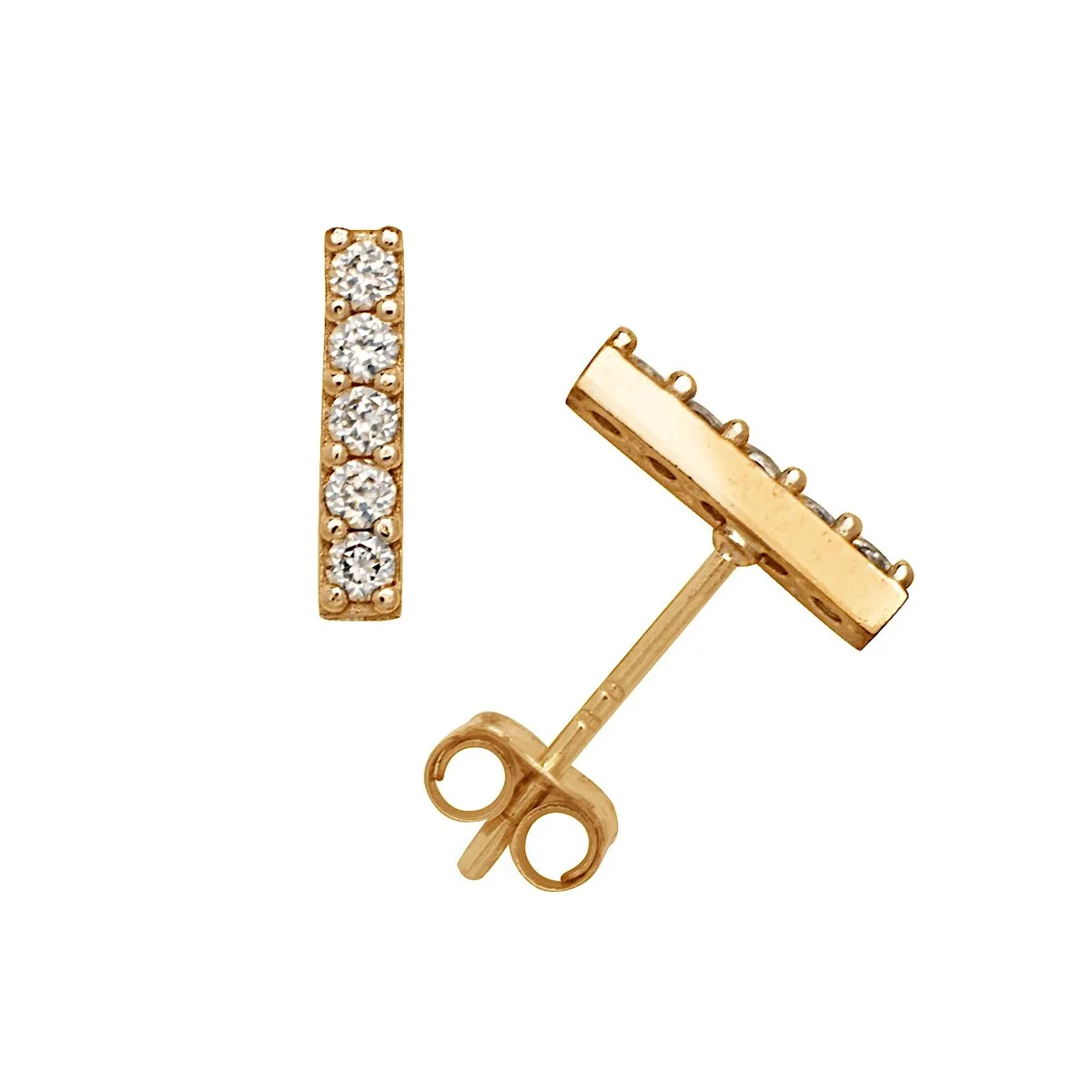 Curata 14k Gold Round Cubic Zirconia Small Bar Line Stick Post Stud Earrings sold by Zulily