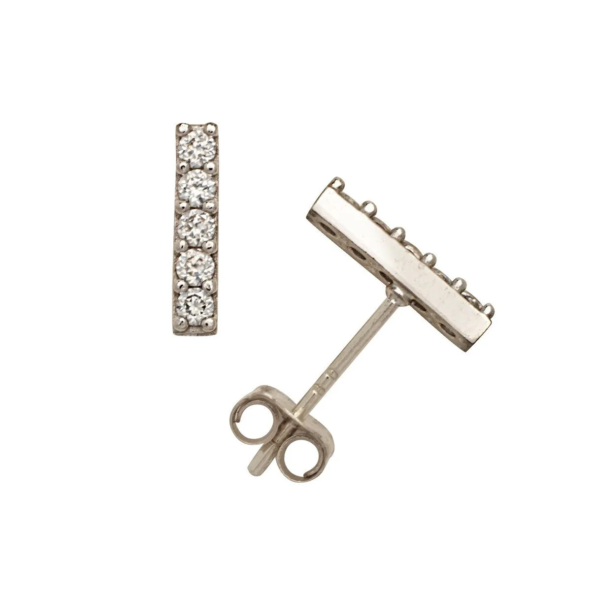 Curata 14k Gold Round Cubic Zirconia Small Bar Line Stick Post Stud Earrings sold by Zulily product image thumbnail 4