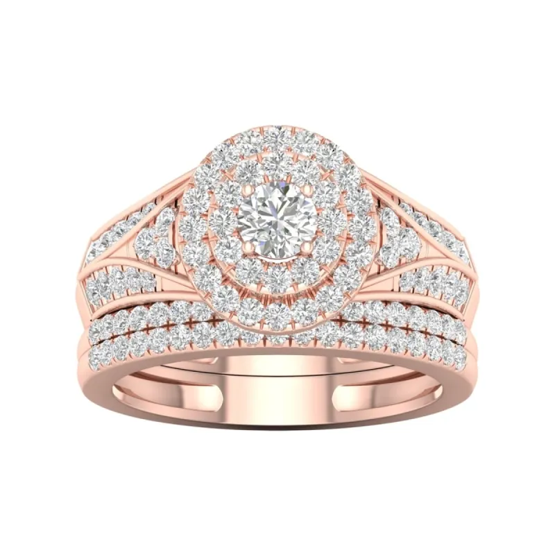 De Couer IGI Certified 1ct TDW Diamond Halo Engagement Ring Set - Pink sold by Zulily